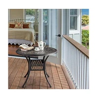 Yaheetech Patio Bistro Table with Umbrella Hole Bronze