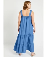 June + Vie Plus Size June + Vie Strapless Tiered Midi Dress