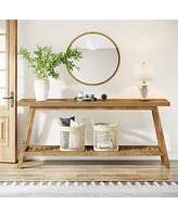 Tribesigns Farmhouse Console Entryway Table: 70.9 Inches All Wood Console Table for Entrance, 2 Tiers Narrow Long Behind Couch Sofa Table, Foyer Entry