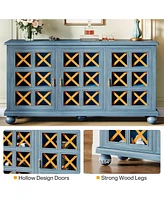 Tribesigns Blue Sideboard Buffet Cabinet with Storage, Farmhouse 3