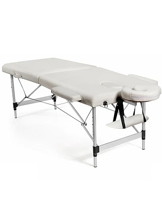 Givimo 84 Inch L Portable Adjustable Massage Bed with Carry Case for Facial Salon Spa -White