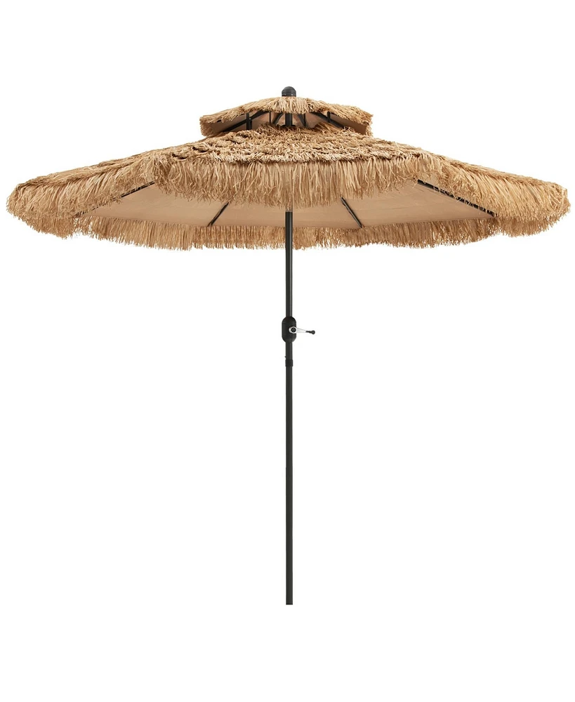 Skonyon 9 Feet Thatched Tiki Umbrella with 8 Ribs