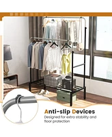 Sugift Double Rod Clothes Garment Rack with Adjustable Heights