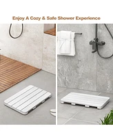 Skonyon Waterproof Hips Spa Shower Mat for Bathroom with Non Slip Foot Pads-White