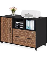 Tribesigns Large File Cabinet with Lock and Drawer, Modern Mobile Lateral Filing Cabinet Printer Stand Legal/Letter / A4 Size with Wheels and Storage