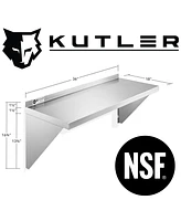 Kutler 18" x 36" Stainless Steel Shelf, Nsf Commercial Wall Mount Shelving w/ Backsplash, Floating Metal Mounted Shelves for Restaurant, Kitchen, Home