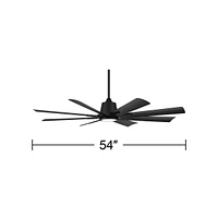 Casa Vieja 54" Inspirit Modern Indoor Outdoor Ceiling Fan 8 Blade Led Light Remote Control Matte Black Finish Blades Bedroom Patio Living Room Kitchen