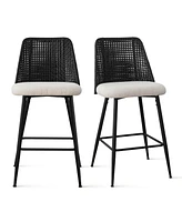 27 Inch Boucle Rattan Counter Stool Set Of 2-Maison