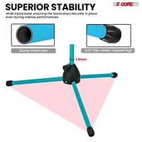 5 Core Mic Stand Collapsible Height Adjustable 31 to 59” Dual Metal Microphone Tripod Stand w Boom Arm Stand Para Microfono for Singing