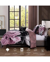 Bebejan Midnight Meadow Bedding 100% Cotton 5 Piece Queen Size Reversible Comforter Set