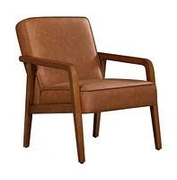 Yaheetech Mid-Century Faux Leather Upholstered Accent Chair Dark Brown