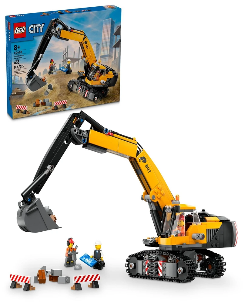 Lego City Construction Excavator Toy Digger 60420 Building Set, 633 Pieces