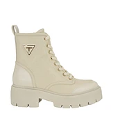 Guess Women's Shun Triple Triangle Lace-Up Lug Sole Combat Boots