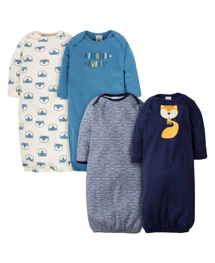 Gerber Baby Boys Lap Shoulder Gowns, 4-pack