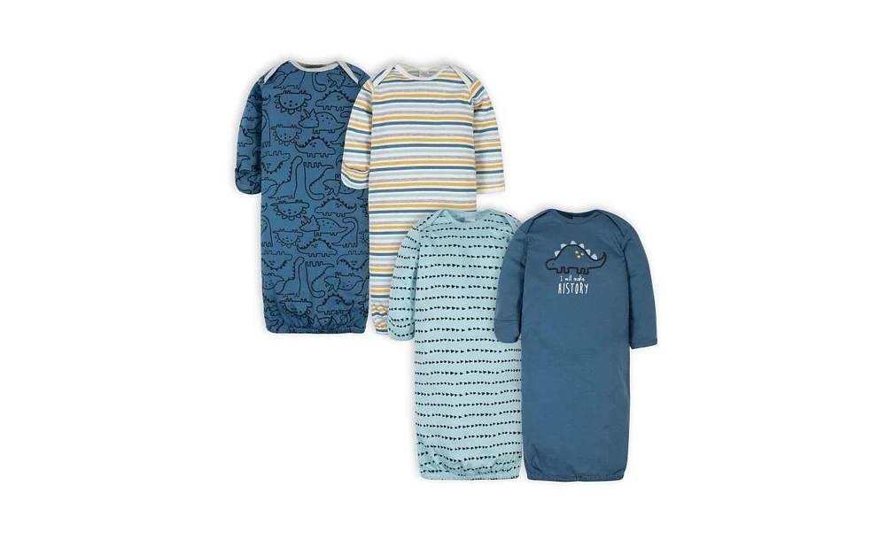 Gerber Baby Boys Lap Shoulder Gowns, 4-pack