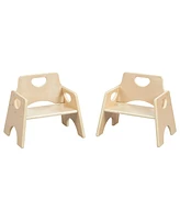 ECR4Kids Stackable Wooden Toddler Chair, 6in, Natural, 2-Pack