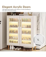 Tribesigns Shoe Cabinet with Acrylic Doors and Led Light