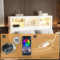 Famapy White Headboard Shelf with Socket Adapter Usb Interface, Shelves