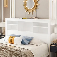 Famapy White Headboard Shelf with Socket Adapter Usb Interface, Shelves