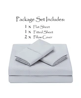 Chanasya Premium Embossed Light Gray Queen Bed Sheets Set 4-Piece - Soft Stripe Diamond Pattern 1 Flat Sheet Fitted 2 Pillowcases
