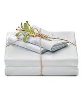 Chanasya Premium Embossed Light Gray Queen Bed Sheets Set 4-Piece - Soft Stripe Diamond Pattern 1 Flat Sheet Fitted 2 Pillowcases