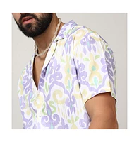 Campus Sutra Men's Lilac & Pale Yellow Ethnic Shirt