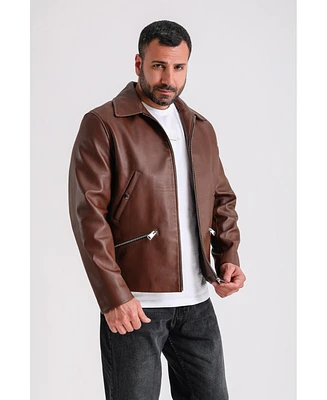 Furniq Uk Men's Premium Brown Leather Jacket