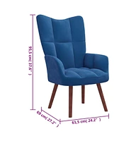 vidaXL Relaxing Chair Blue Velvet