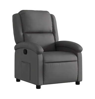 vidaXL Recliner Chair Gray Real Leather