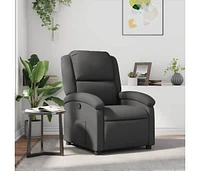 Recliner Chair Gray Real Leather