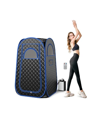 Sugift Full-Body Personal Sauna Tent with 1000W 3L Steam Generator-Black