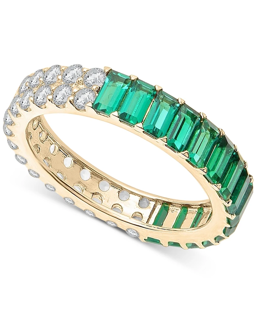 Audrey by Aurate Lab-Grown Emerald (1-1/2 ct. t.w.) & White Sapphire Statement Ring Gold Vermeil, Created for Macy's