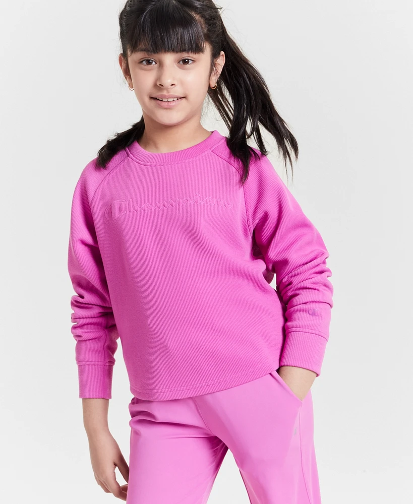 Champion Big Girls Active Ribbed Crewneck Sweatshirt