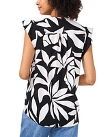 Vince Camuto Women's Printed Flutter-Sleeve Top