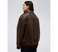 Kenneth Cole Women's Faux-Leather Oversized Raw-Edge Moto Jacket