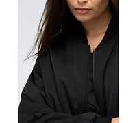 Kenneth Cole Women's Satin Back Crepe Boyfriend Bomber Jacket