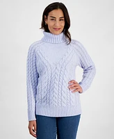 Style & Co Women's Lurex Cable-Knit Turtleneck Sweater