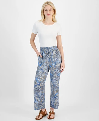 Tommy Hilfiger Women's Paisley-Print Pull-On Pants