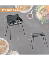 Skonyon 2-in-1 Gas Camping Grill and Stove with Detachable Legs-Black