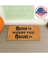 Evergreen 16 x 28 Inches Home is Where You Haunt It Door Mat | Non-Slip Rubber Backing | Dirt catching Natural Coir | Indoor and Outdoor Home Decor