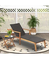 Inolait Sugift Patio Rattan Lounge Chair with 4-Position Adjustable Backrest