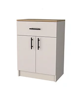 Fm Furniture Cope kitchen Pantry in melamine with 2 doors and 1 drawer, ivory/ natural Oak