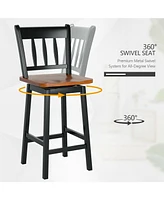 Sugift 24.5 Inches Set of 2 Swivel Bar Stools with 360° Swiveling