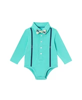 Andy & Evan Baby Boys Teal Suspender Shirtzie w/Pique Pant Set