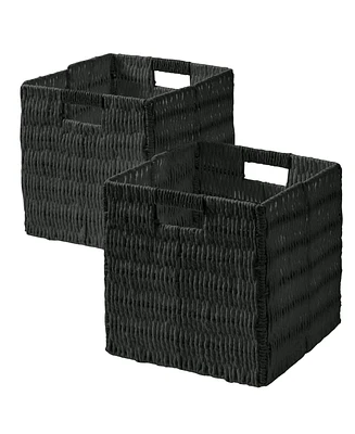 Ornavo Home Collapsible Paper Wicker Inch Square Storage Cube Bin Basket