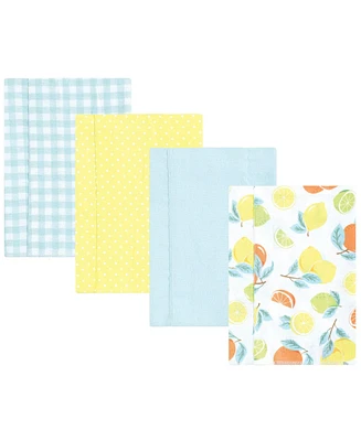 Hudson Baby Infant Girl Cotton Flannel Burp Cloths, Citrus Mint, One Size