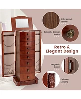 Sugift Large Wooden Jewelry Storage Box Organizer