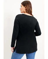 June + Vie Plus Long-Sleeve V-Neck One Only Tunic