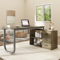 Famapy L-Shaped Beige Wood Computer Desk/ Writing Desk/ Office Desk