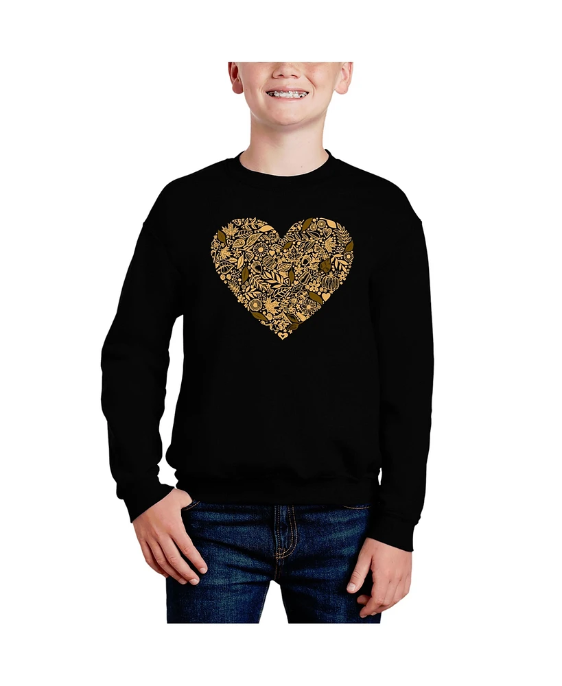 La Pop Art Boys Fall Vibes Word Crewneck Sweatshirt